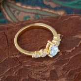 Pear Cut 3 Prong Classic Aquamarine Wedding Ring Promise Side Stone Anniversary Ring